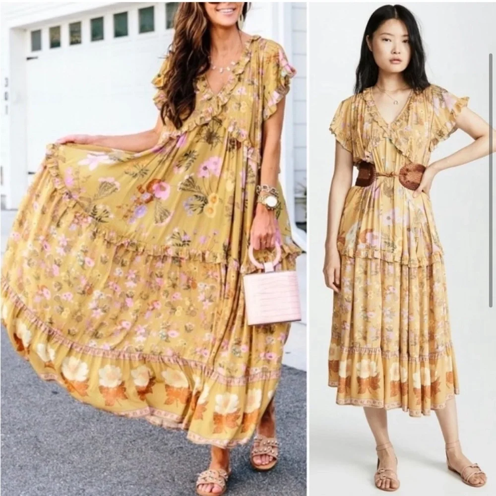 Floral Yellow Maxi Dress - Picture 2 of 11
